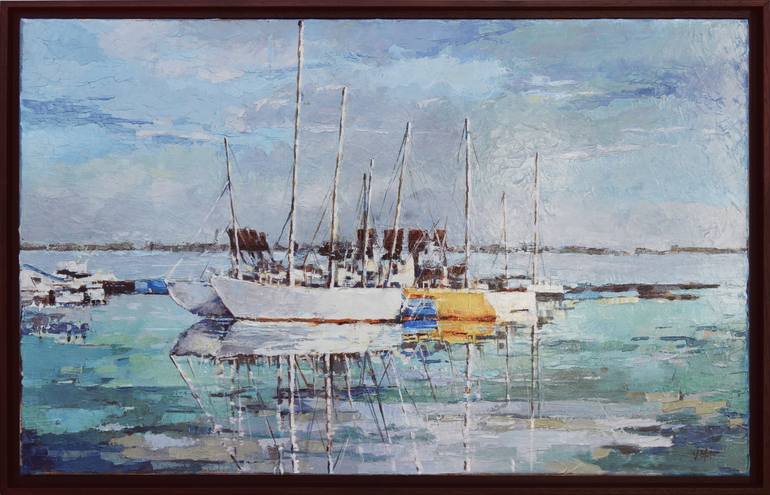 Original Boat Painting by Valentin Gutu