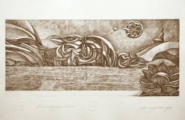 Original Surrealism Time Printmaking by Mikola Samofalov