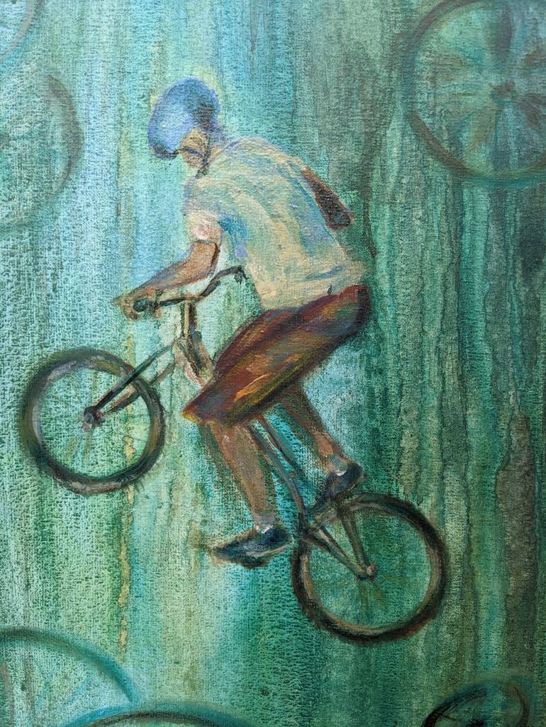 Original Abstract Expressionism Bicycle Painting by Lena Kolambet