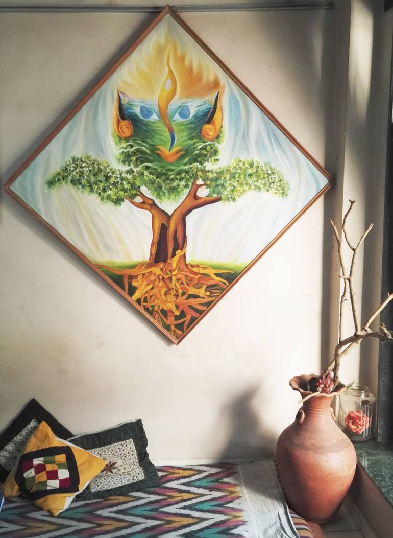 Original Abstract Expressionism Nature Painting by Uma Ramakrishnan
