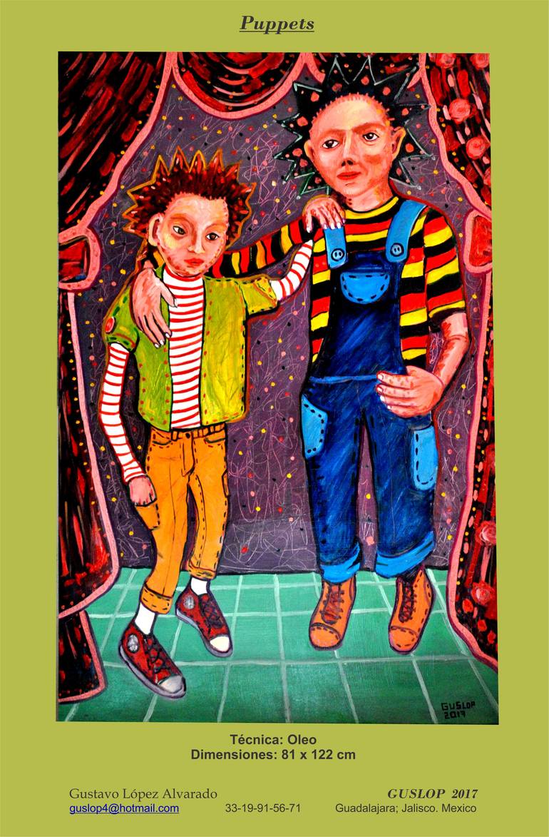 Original Expressionism Children Painting by Gustavo Lopez