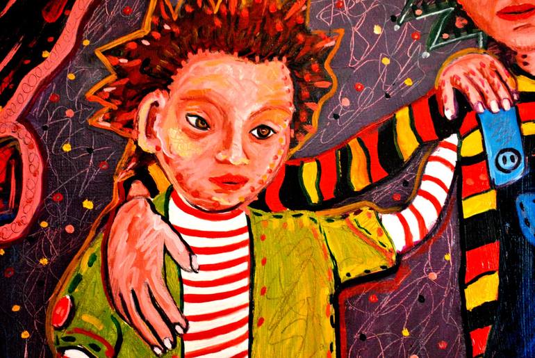 Original Expressionism Children Painting by Gustavo Lopez