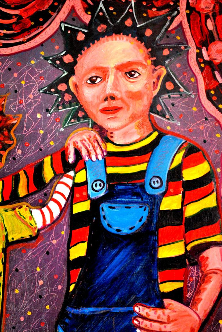 Original Expressionism Children Painting by Gustavo Lopez