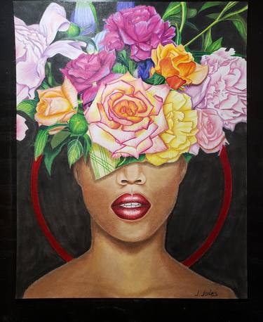 Original Fine Art Floral Drawings by Ja'Quay Jones