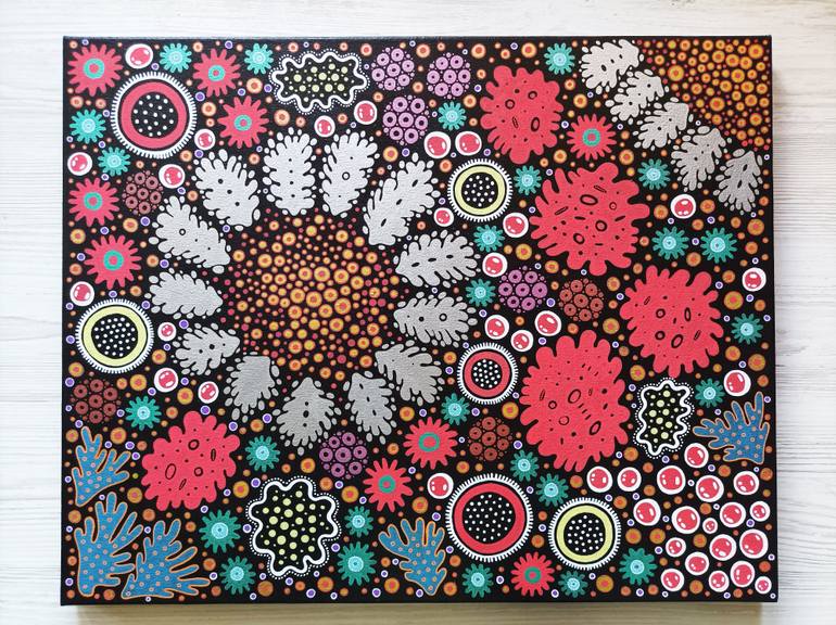 Original Folk Floral Painting by Veronika Demenko