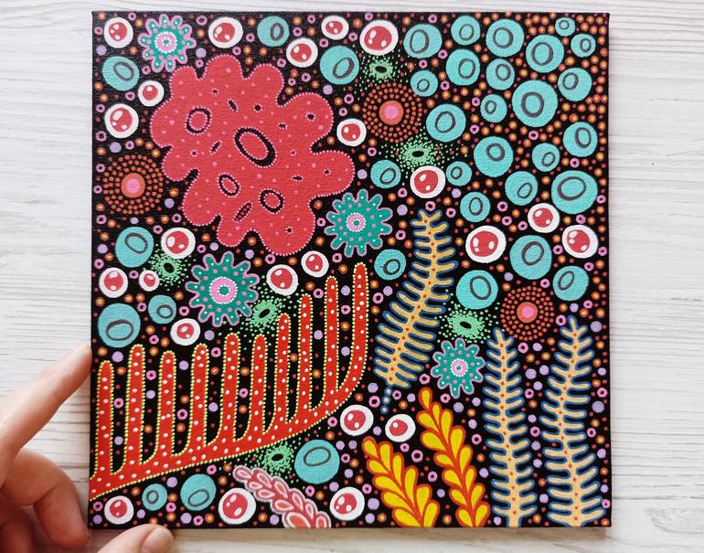 Original Folk Floral Painting by Veronika Demenko