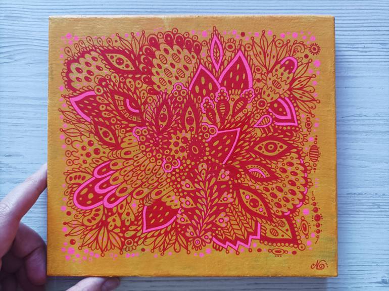 Original Folk Floral Painting by Veronika Demenko