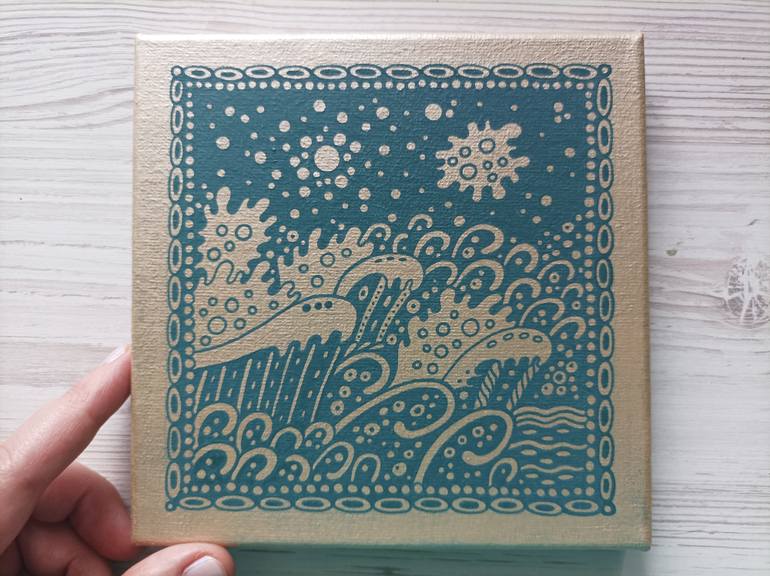 Original Folk Seascape Painting by Veronika Demenko