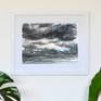 A moody handpainted scene of a storm in the seaside town of Tofino in British Columbia, Canada. Painted en plein air.
Signed with a Certificate of Authenticity. Framed in a white frame.