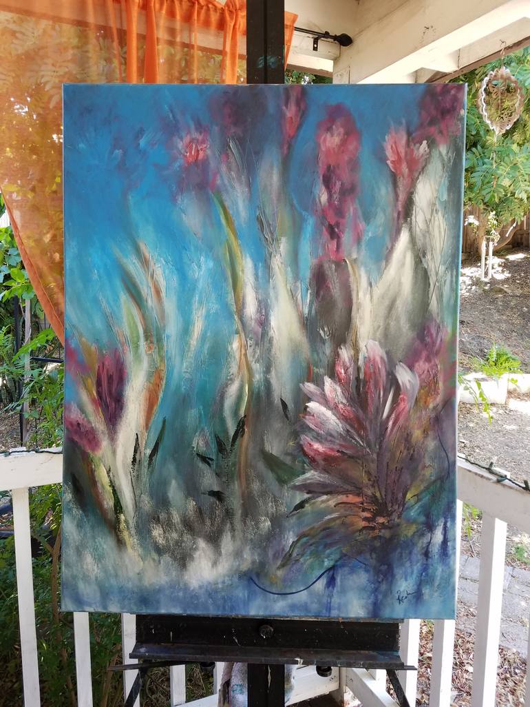 Original Abstract Expressionism Floral Painting by Redin Winter