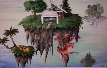 Original Surrealism Architecture Paintings by Monja Benzing