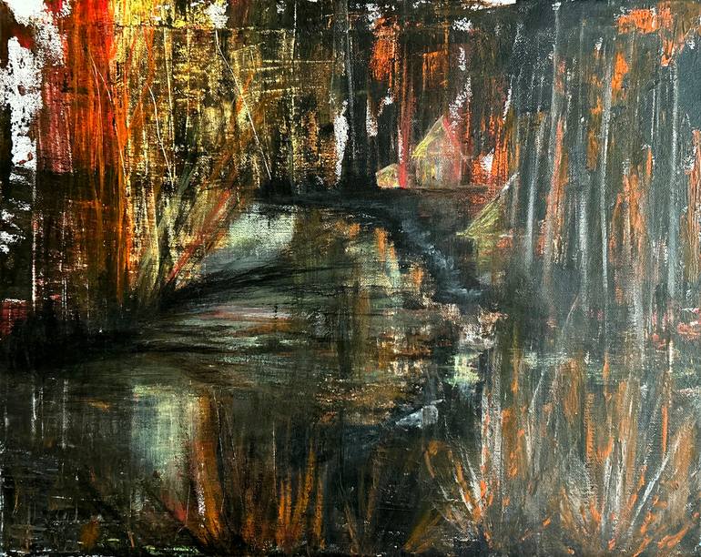 Original Abstract Painting by Sapna Sharon | Abstract Expressionism Art on Canvas | Silence of the lake