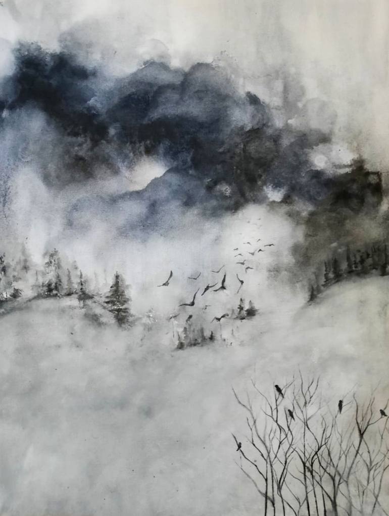 Original Abstract Painting by Sapna Sharon | Abstract Art on Canvas | Beginning of a winter night