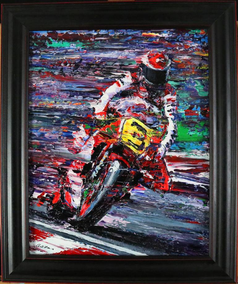Original Impressionism Motorcycle Painting by Art Lee Bivens