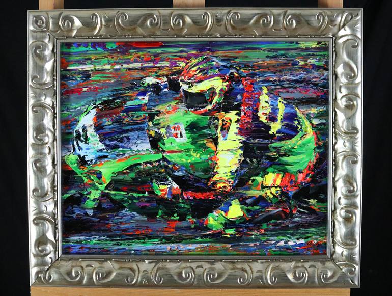Original Abstract Motorcycle Painting by Art Lee Bivens