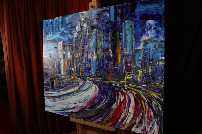 Original Abstract Cities Painting by Art Lee Bivens