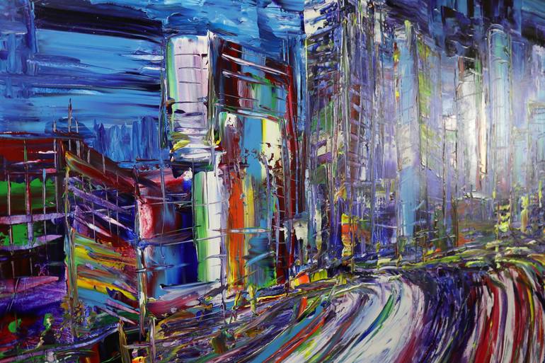 Original Abstract Cities Painting by Art Lee Bivens