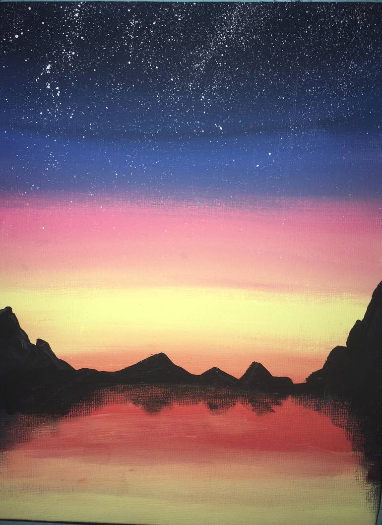 Mountains at Sunset Painting