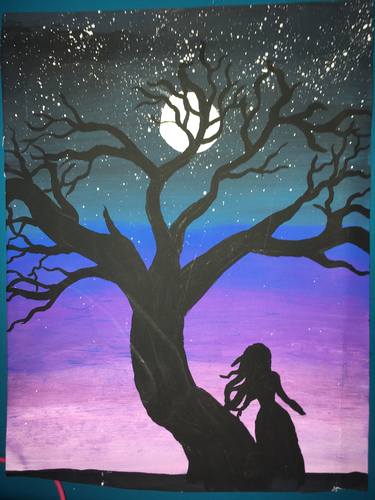 Black Tree Silhouette W Swing Acrylic Painting O Www Living Com Uy