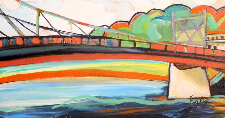 Original Architecture Painting by Ronald Bossert | Color Field Painting Art on Canvas | Easton Bridge to Phillipsburg, 2026