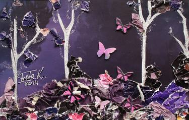 Original Expressionism Tree Collage by Iveta Kasiliauskaite