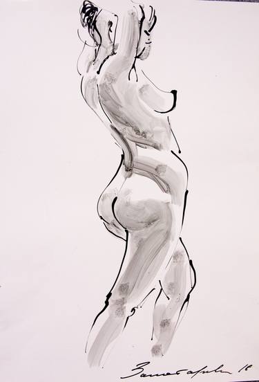 Original Nude Drawing by Svetlana Zolotareva