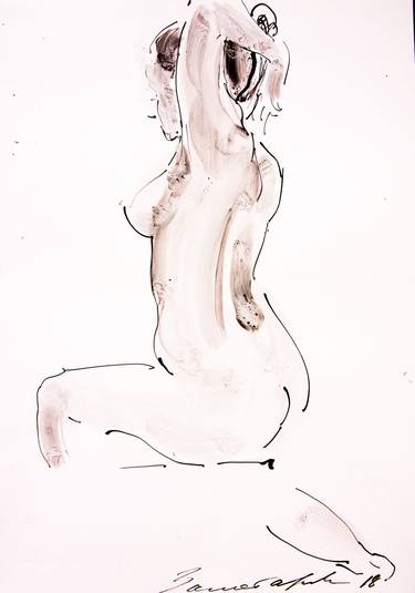 Original Nude Drawing by Svetlana Zolotareva