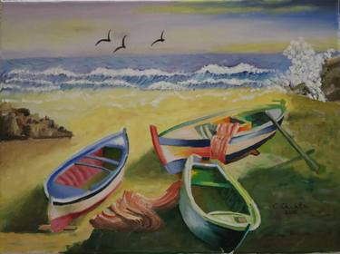 Print of Boat Paintings by Cristina Chiutu