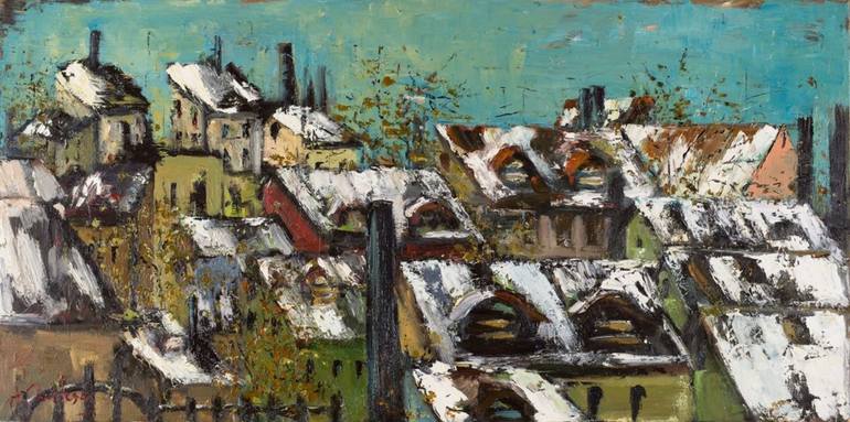 Winter Rooftops Painting by Andreea OHara | Saatchi Art