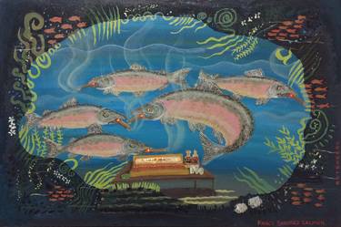 Print of Folk Fish Paintings by Lisa Rotenberg