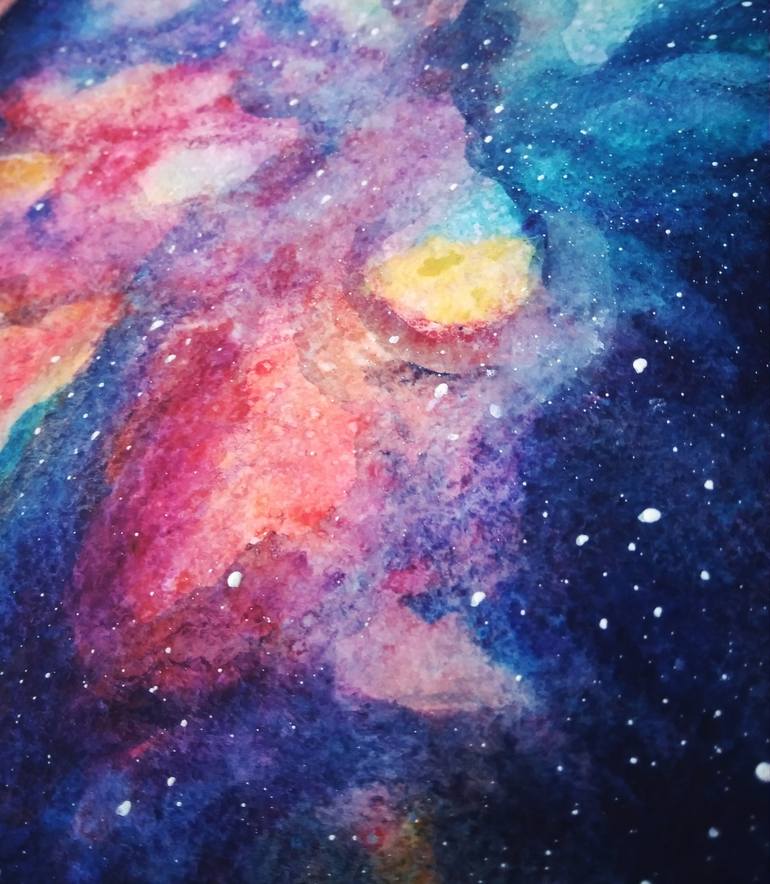 Original Outer Space Drawing by Olha Tupikina
