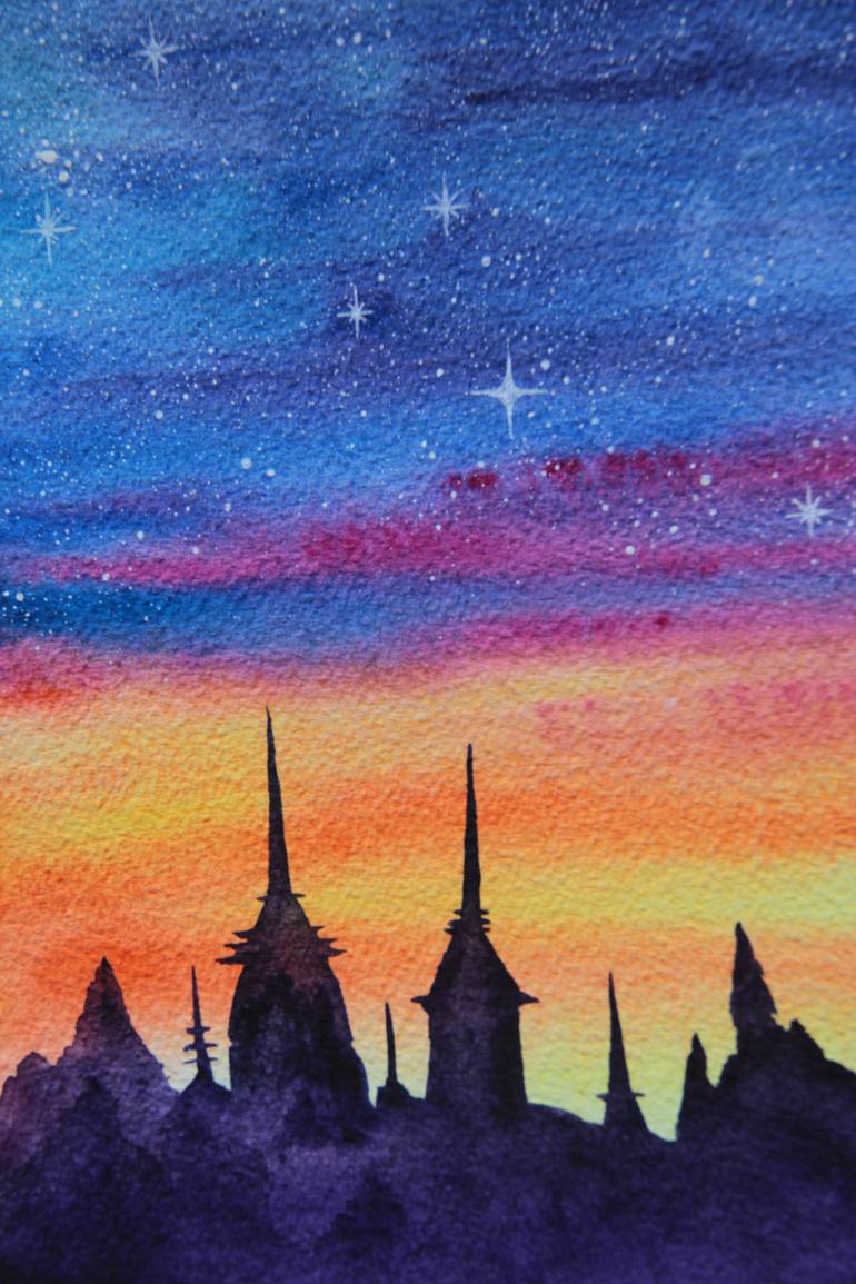 Original Abstract Expressionism Cities Painting by Olha Tupikina