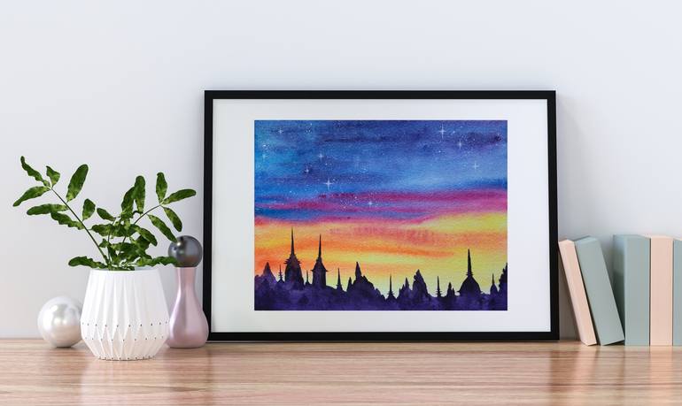 Original Abstract Expressionism Cities Painting by Olha Tupikina
