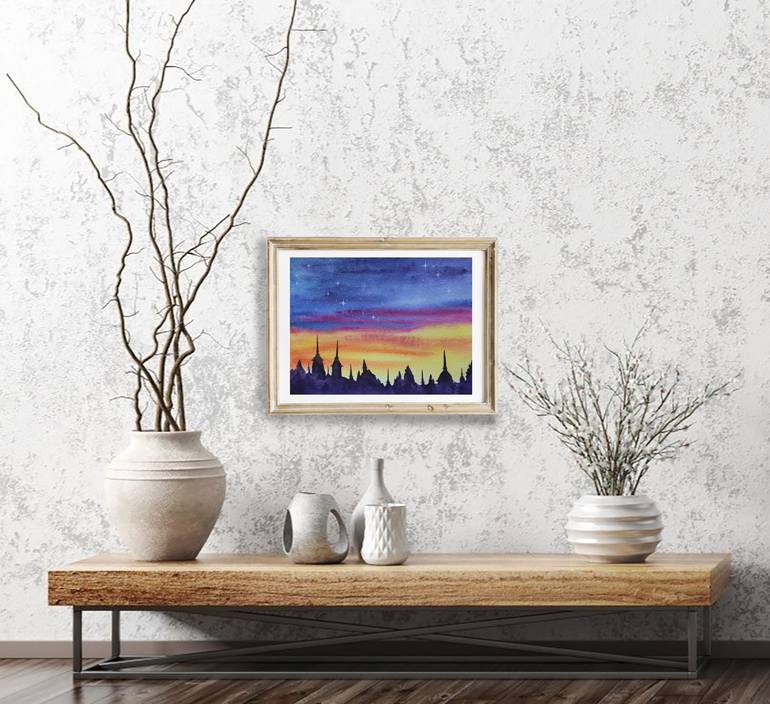 Original Abstract Expressionism Cities Painting by Olha Tupikina