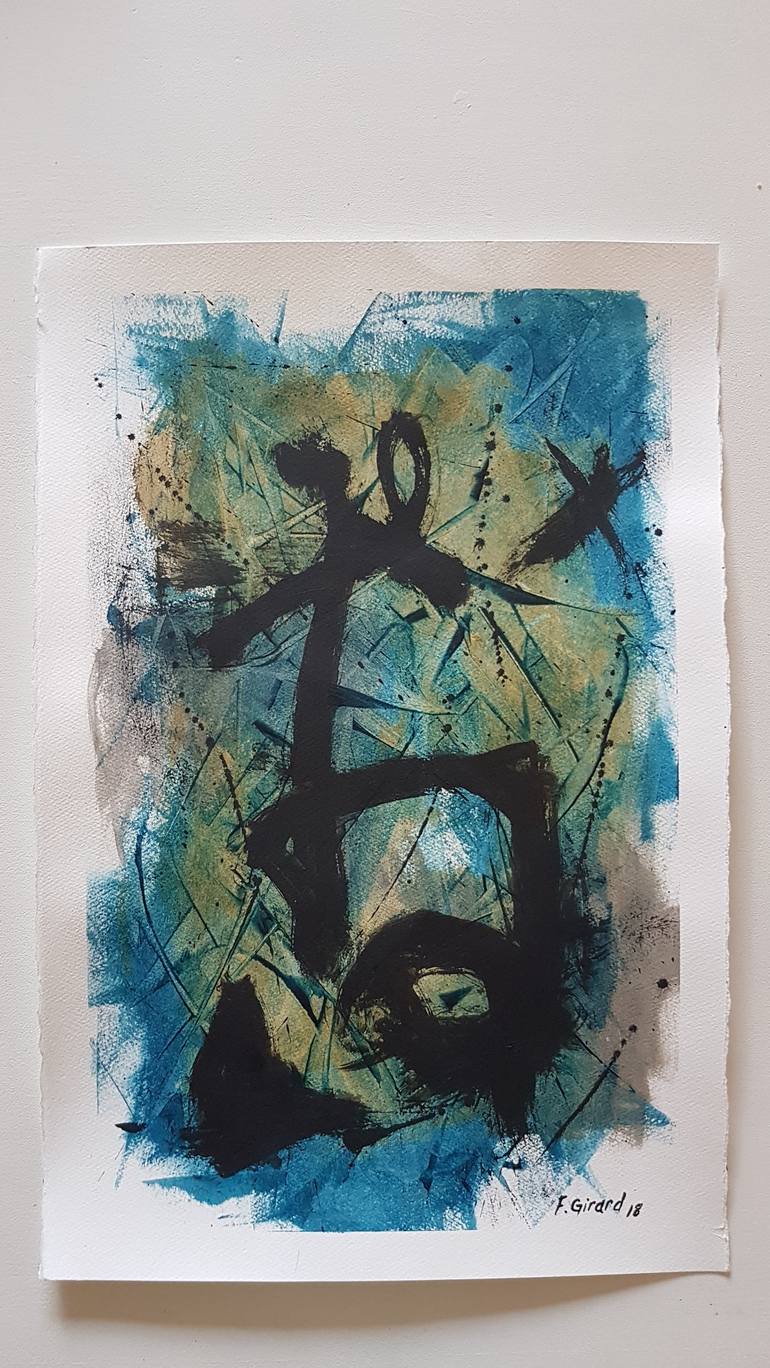 Original Abstract Expressionism Calligraphy Painting by Francis Girard