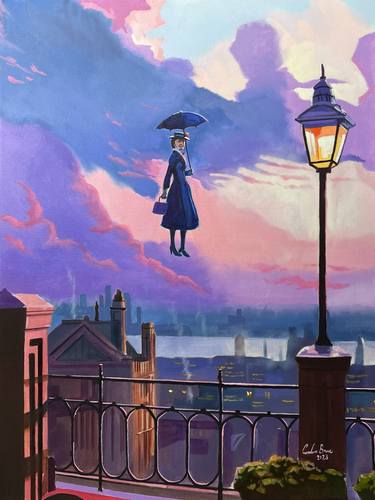 Saatchi Art Artist Gordon Bruce; Paintings, “Mary Poppins Soaring Over London” #art