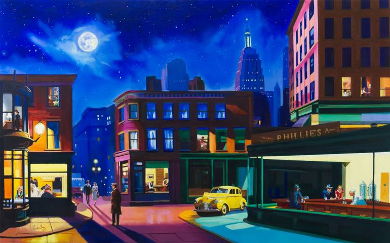 Original Architecture Painting by Gordon Bruce | Contemporary Art on Canvas | In Search of Edward Hopper