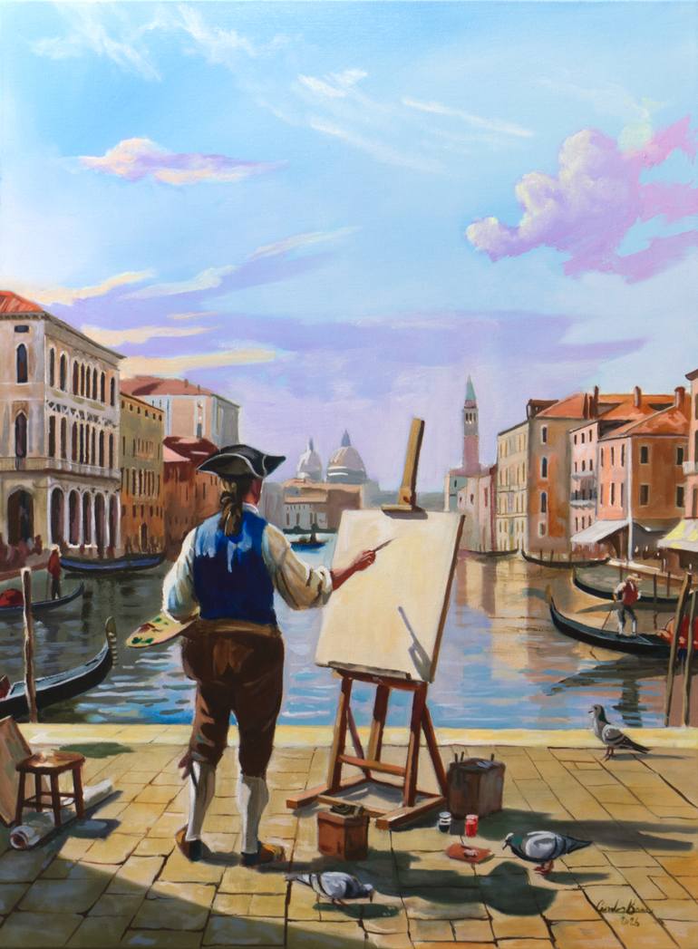 Original Architecture Painting by Gordon Bruce | Figurative Art on Canvas | Canaletto The Painter of Venice
