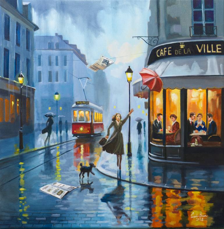 Original Architecture Painting by Gordon Bruce | Contemporary Art on Canvas | The Wind Carries the News