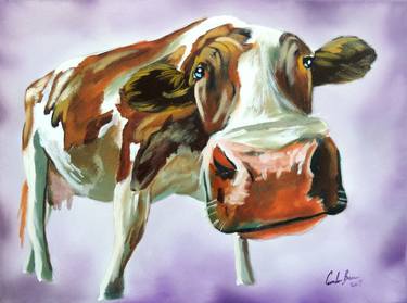 Print of Cows Paintings by Gordon Bruce
