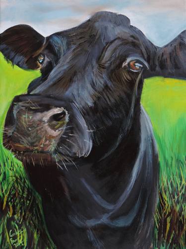 Print of Impressionism Cows Paintings by Gordon Bruce