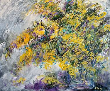 Print of Abstract Expressionism Floral Paintings by Stefanie Kirby