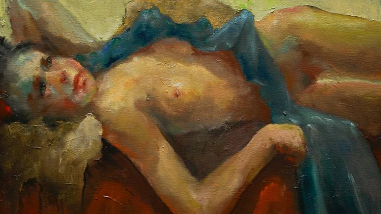 Original Impressionism Erotic Painting by PAVEL FILIN