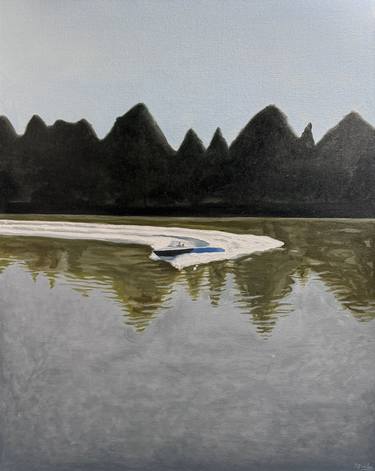 Original Conceptual Boat Painting by Stelios Raidos