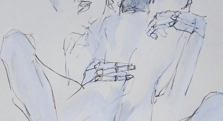 Original Black & White Erotic Drawing by Laurent Anastay Ponsolle