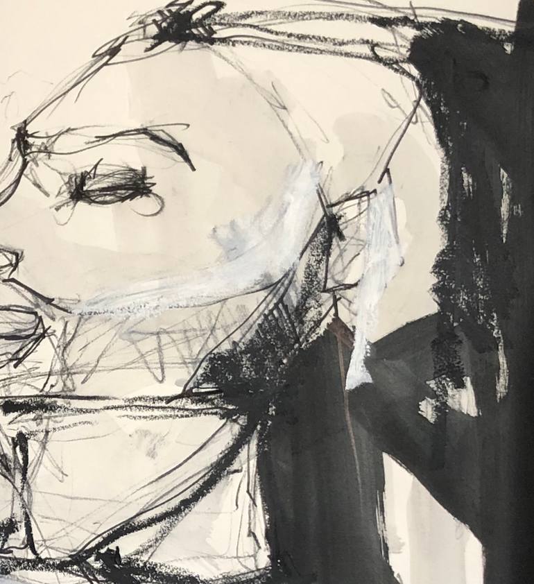 Original Abstract Expressionism Men Drawing by Laurent Anastay Ponsolle