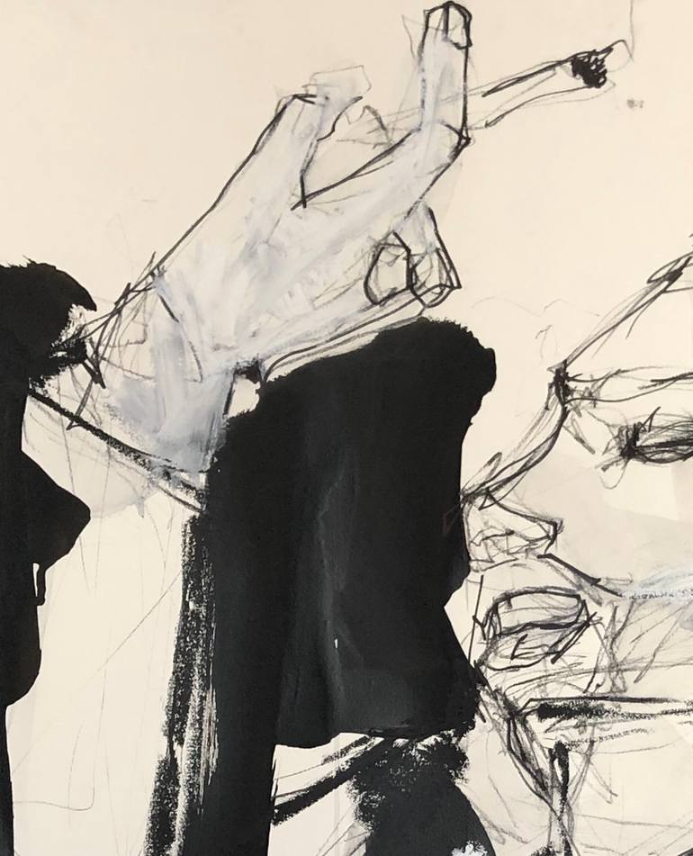 Original Abstract Expressionism Men Drawing by Laurent Anastay Ponsolle