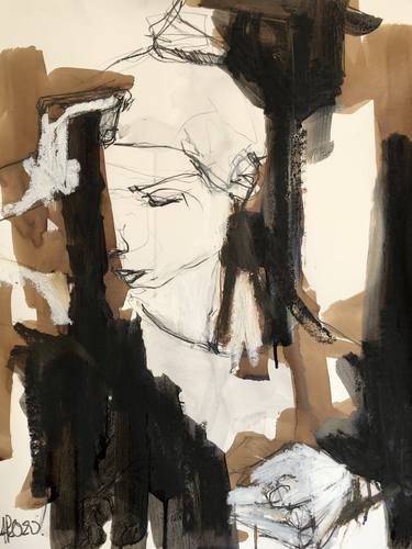 Original Abstract Expressionism Women Drawings by Laurent Anastay Ponsolle