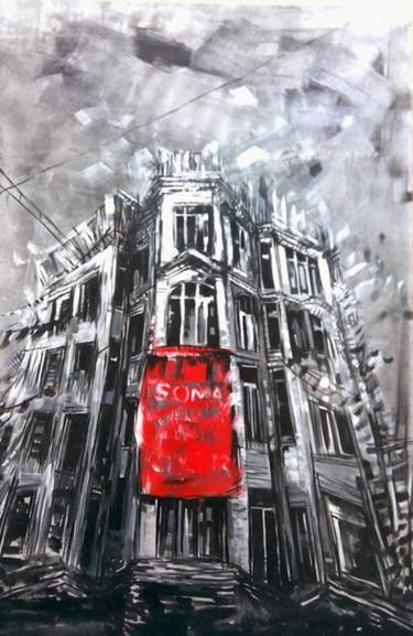 Original Abstract Expressionism Cities Paintings by Nuri Ozcelik