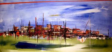 Original Abstract Expressionism Cities Paintings by Nuri Ozcelik